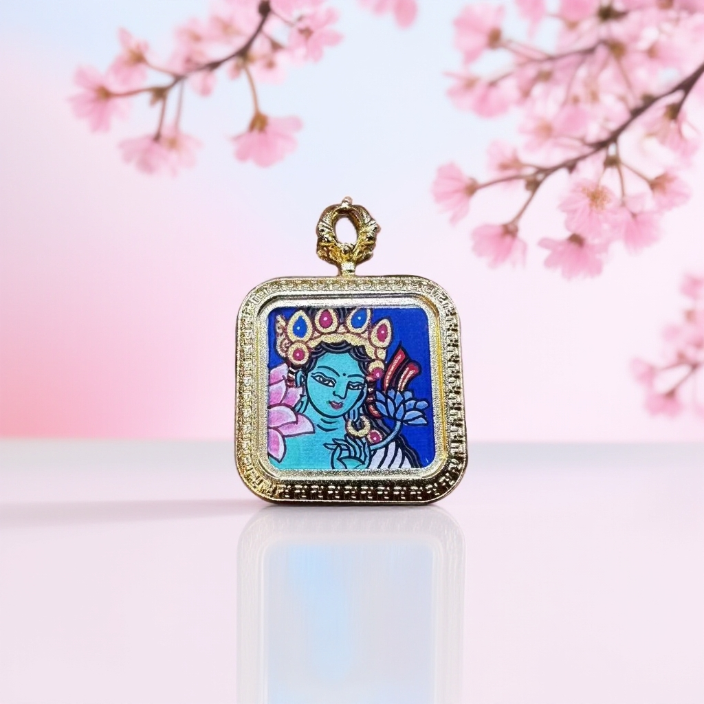 唐卡绿度母2*2方形女性儿童友好21度母之首