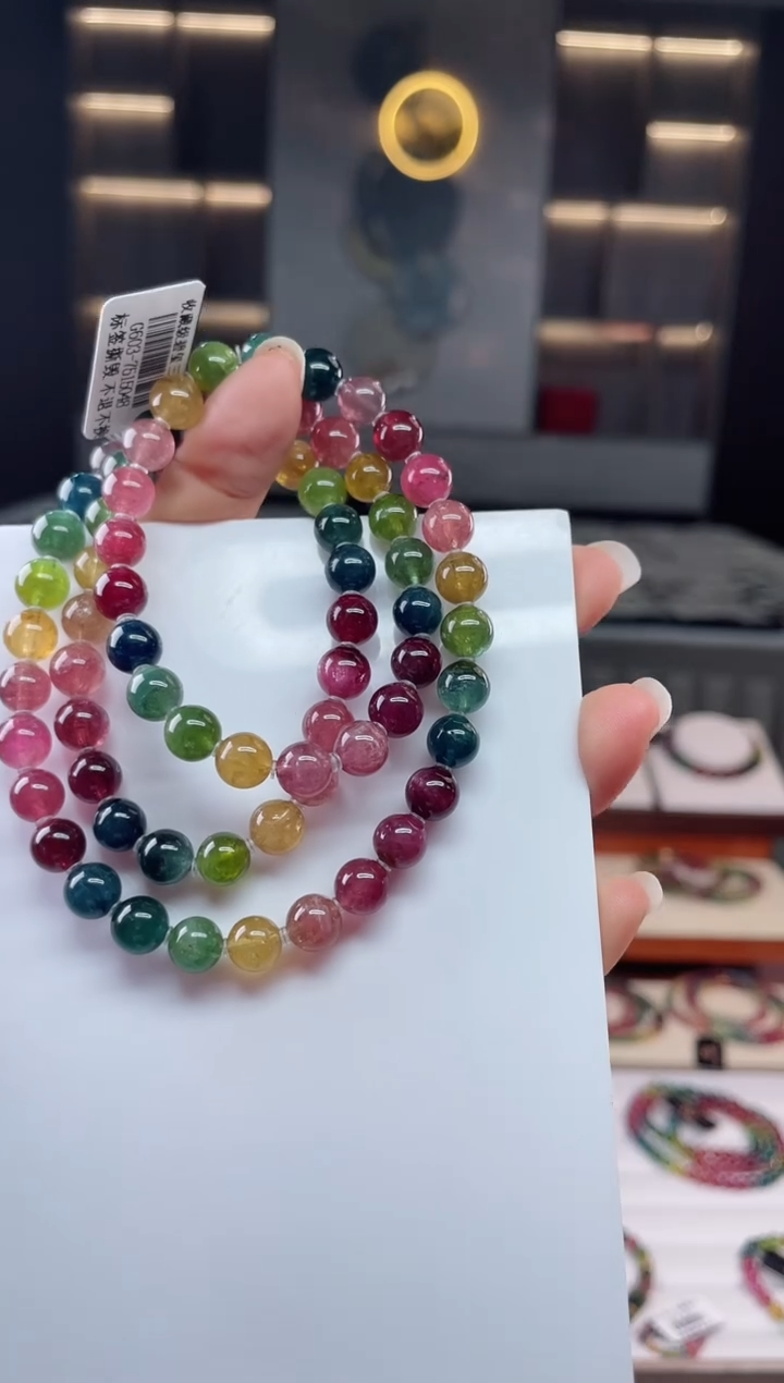 未镶嵌老矿碧玺三圈手串7mm+碧玺（多样性发一条）Q