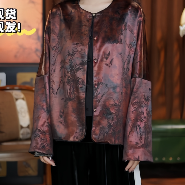 红重磅油皮秋季（外套）双层国风短外套提花高级定制上衣