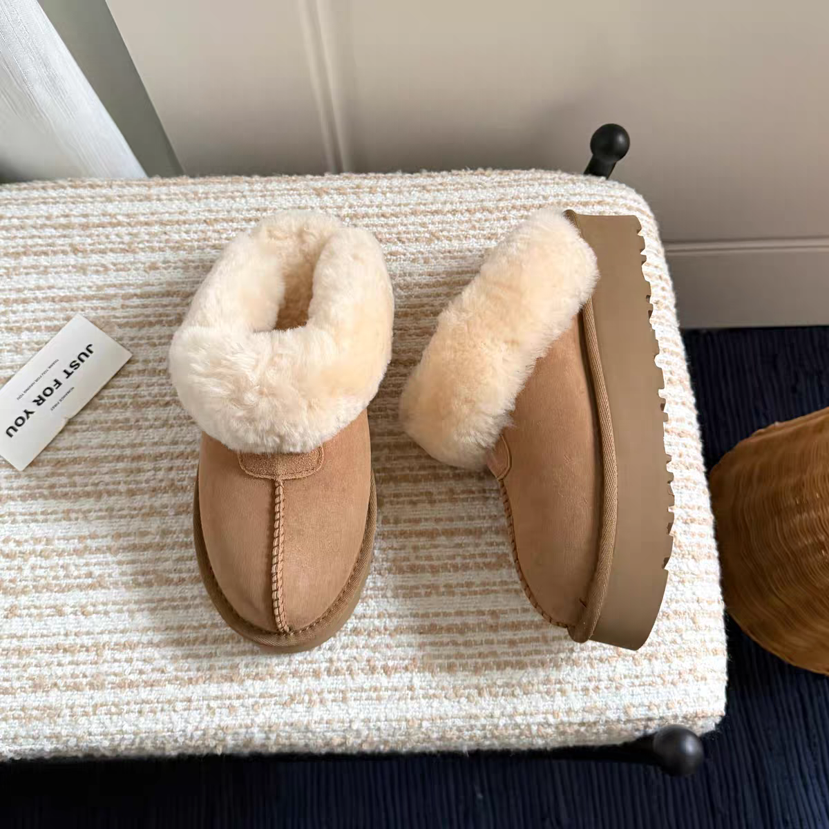 【桑坡制造】2025新款冬季厚底星拖羊皮毛一体雪地靴加厚保暖防滑