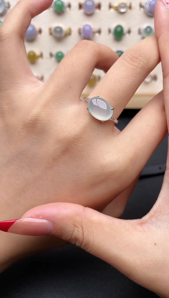 【闪购商品】翡翠戒指银S925镶嵌一物一证一礼盒