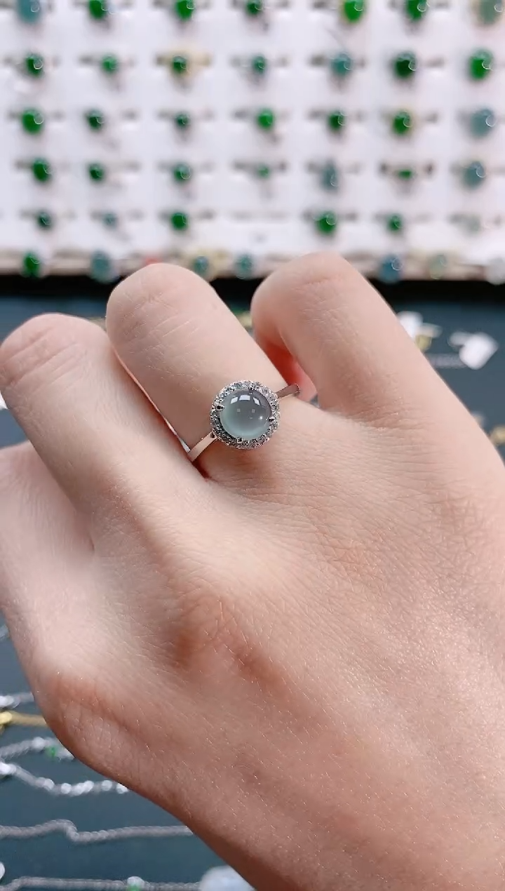 【闪购商品】翡翠戒指银S925镶嵌天然翡翠