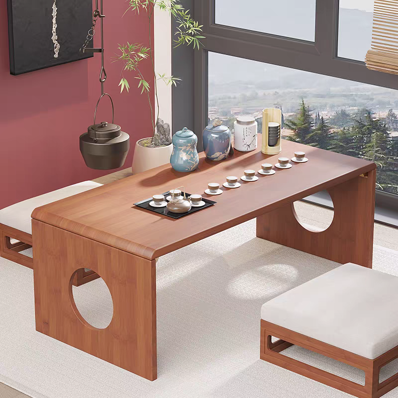 中式折叠飘窗桌家用炕桌榻榻米小茶几禅意茶桌阳台矮桌飘窗小桌子