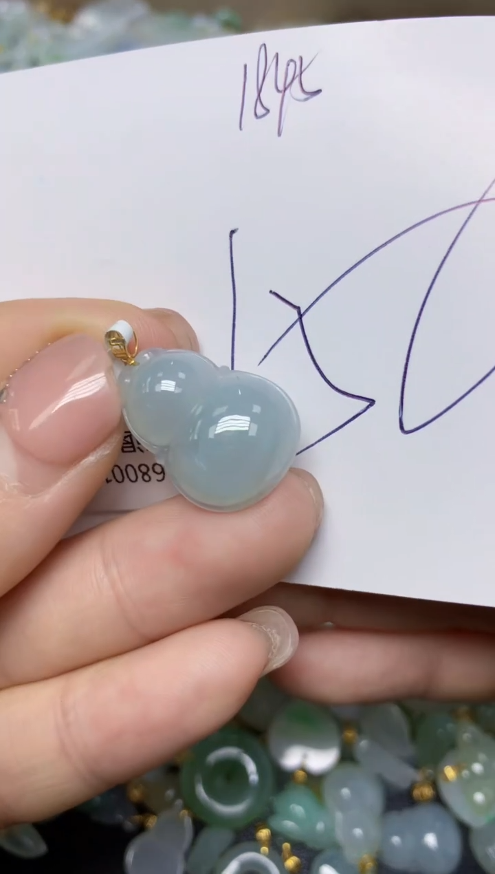 【闪购商品】翡翠挂件18K金镶嵌 天然翡翠A货