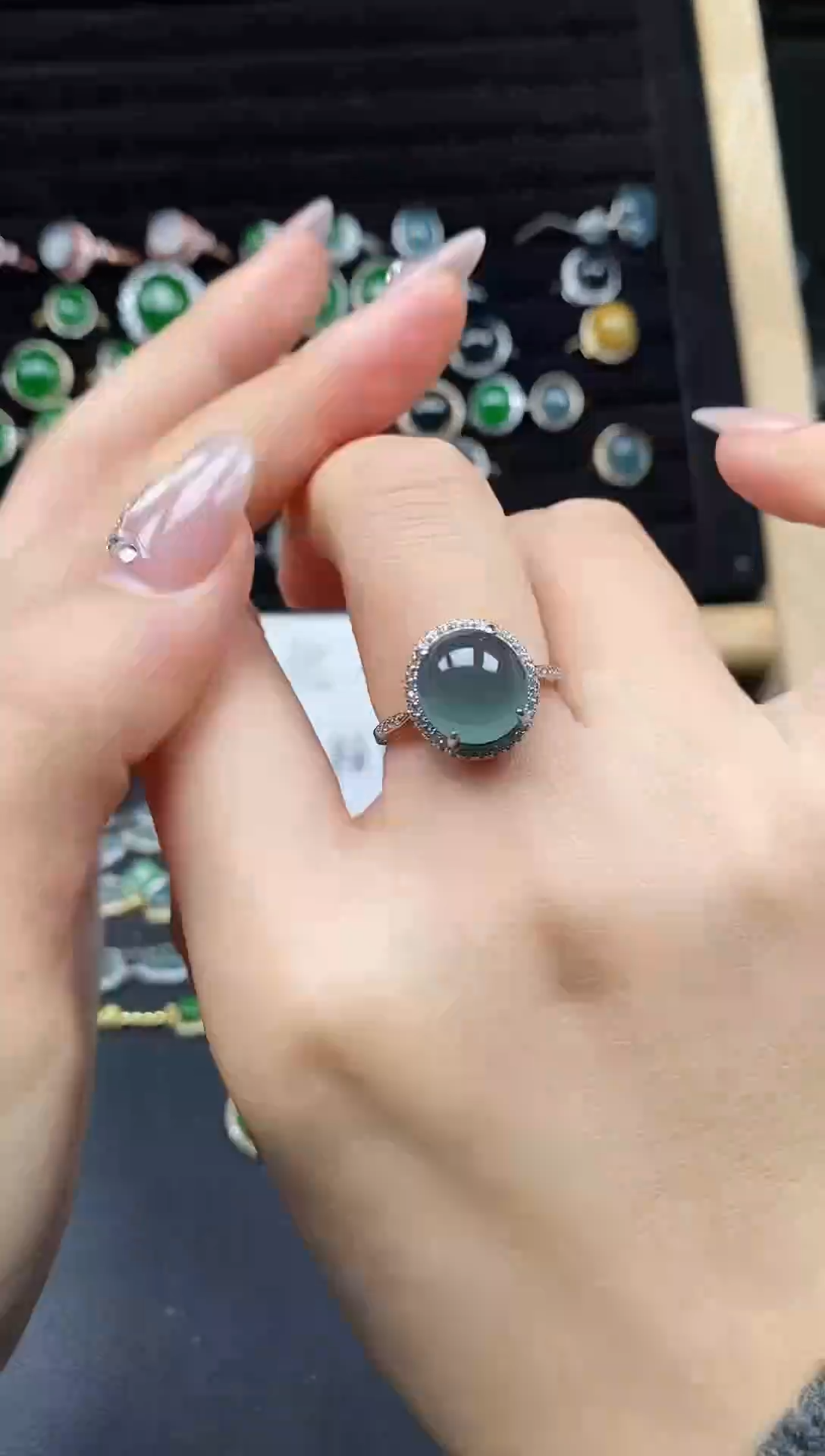 银S925镶嵌戒指翡翠111