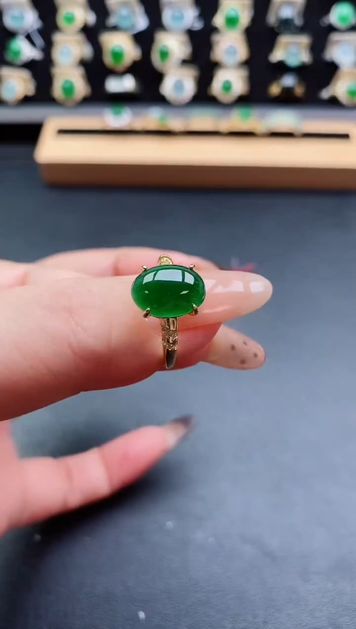 银S925镶嵌戒指翡翠1