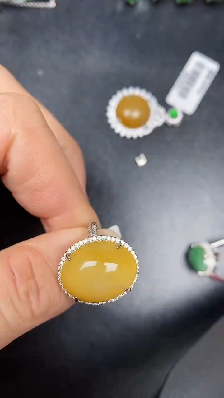 银S925镶嵌戒指翡翠3770