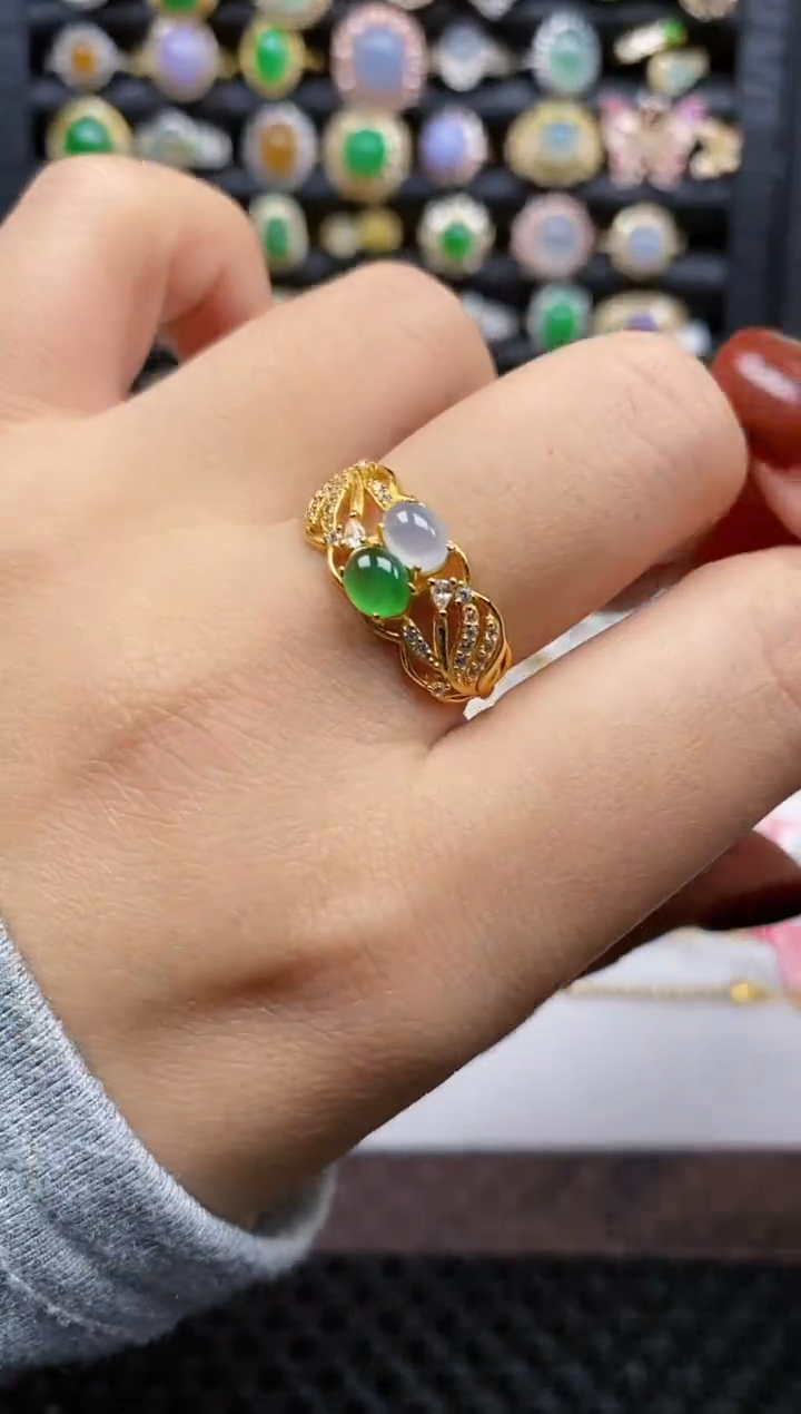 银S925镶嵌戒指翡翠63