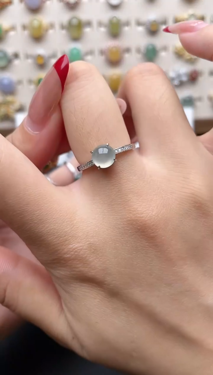 【闪购商品】翡翠戒指银S925镶嵌一物一证一礼盒