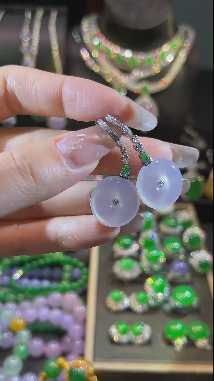 【闪购商品】翡翠戒指18K金镶嵌耳坠