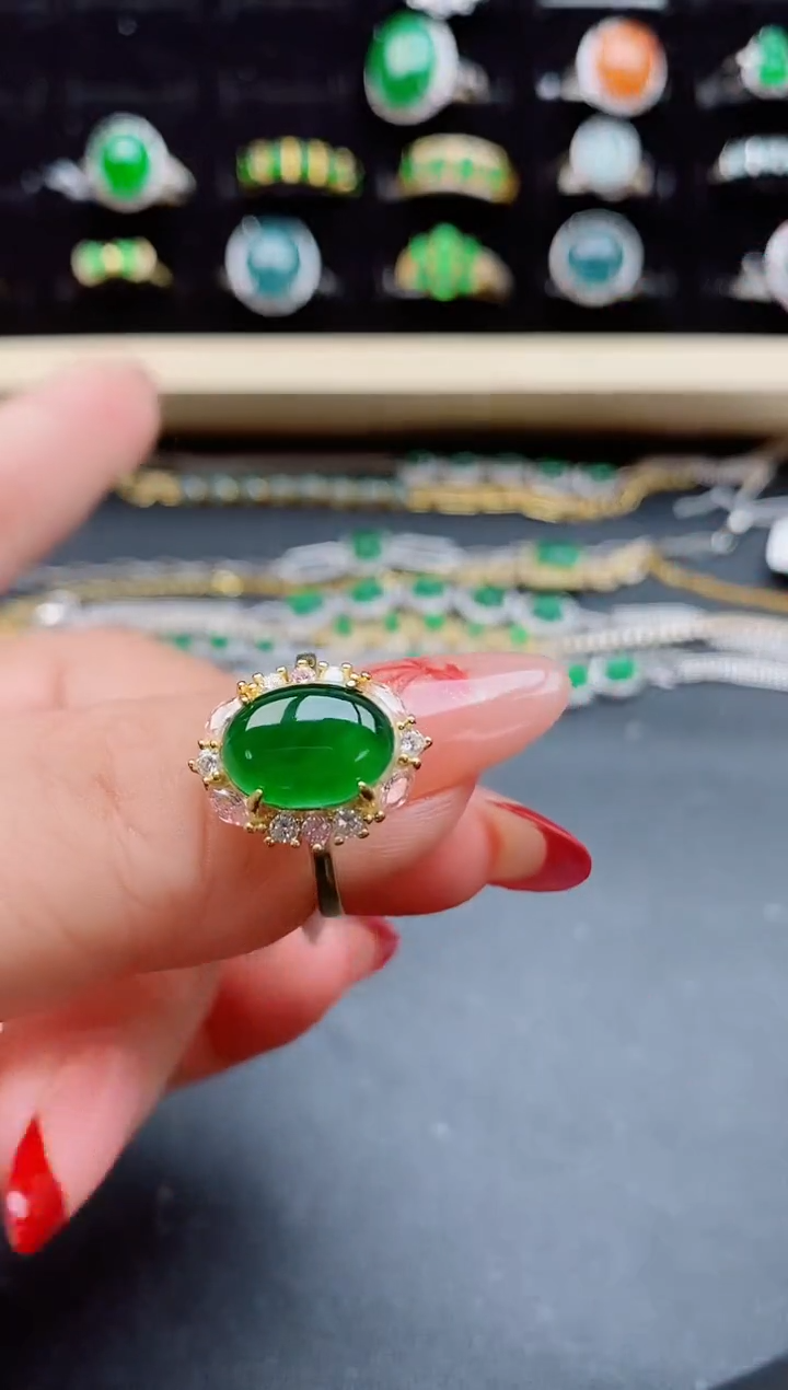 【闪购商品】翡翠戒指银S925镶嵌080550