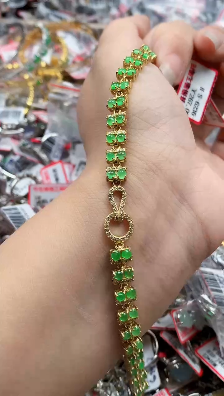 银S925镶嵌戒指翡翠天然A货缅甸翡翠