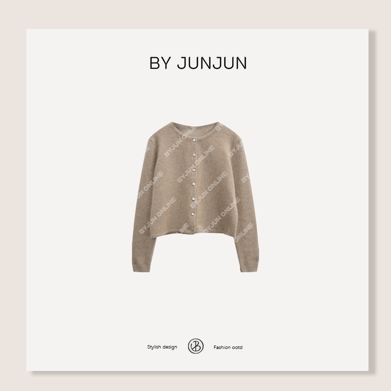 BYJUNJUN【燕麦奶】羊毛开衫秋冬极简风软糯百搭针织衫