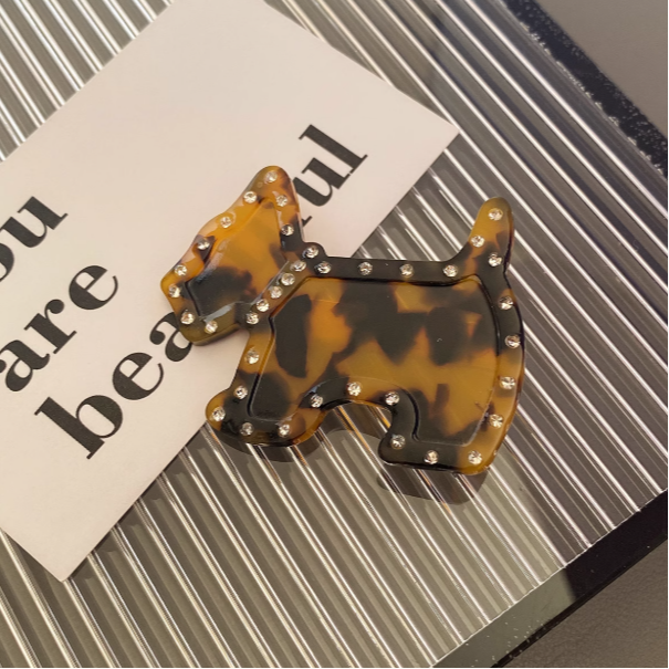 【揽季】【奶凶小狗】高级感满钻豹纹玳瑁色秋冬百搭边夹刘海夹