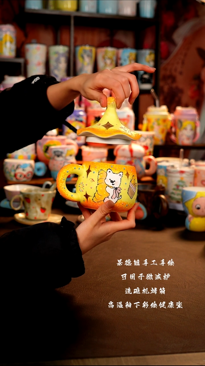 景德镇手工手绘陶瓷杯杯