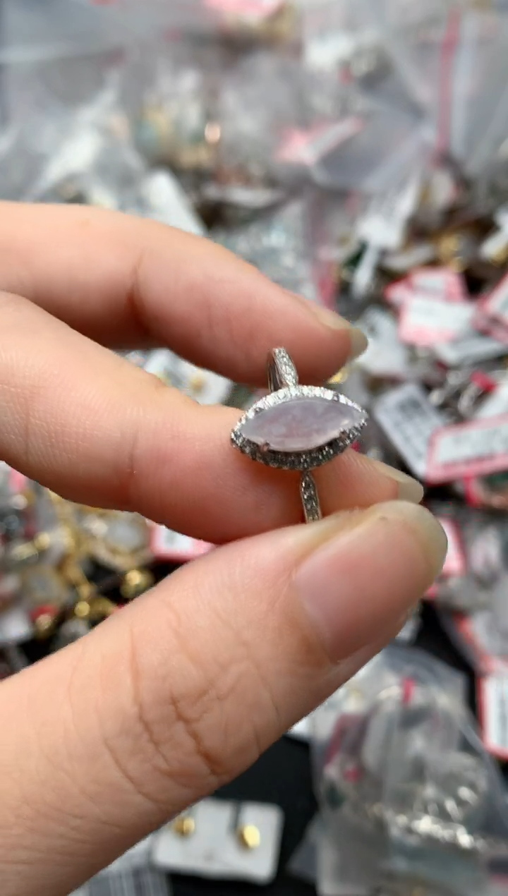 翡翠戒指银S925镶嵌天然A货缅甸翡翠