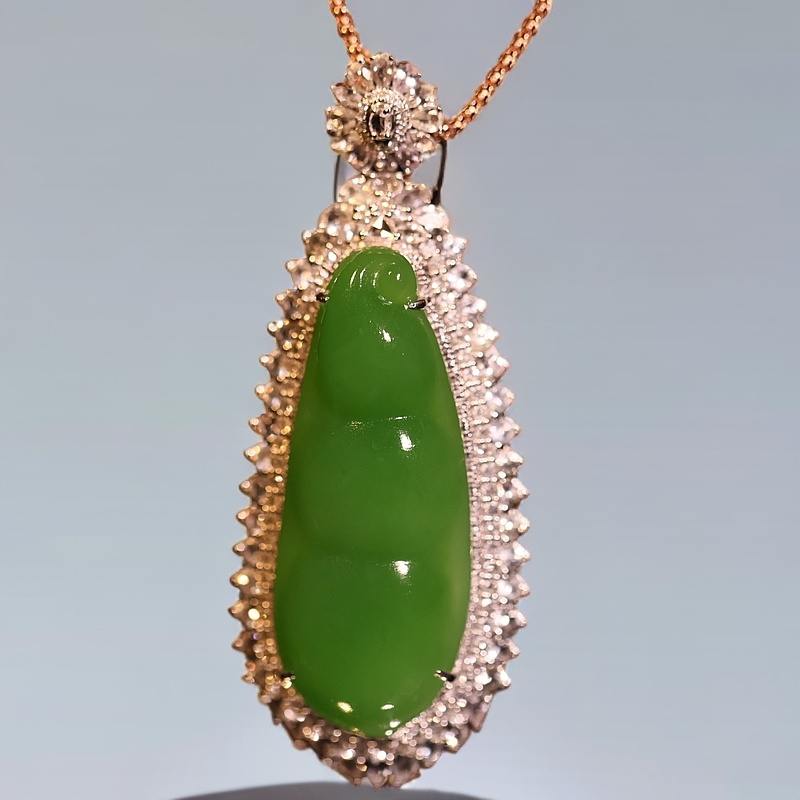 【新疆马爷珠宝】18k苹果绿福豆（不带链）-sll63*26*16/21g