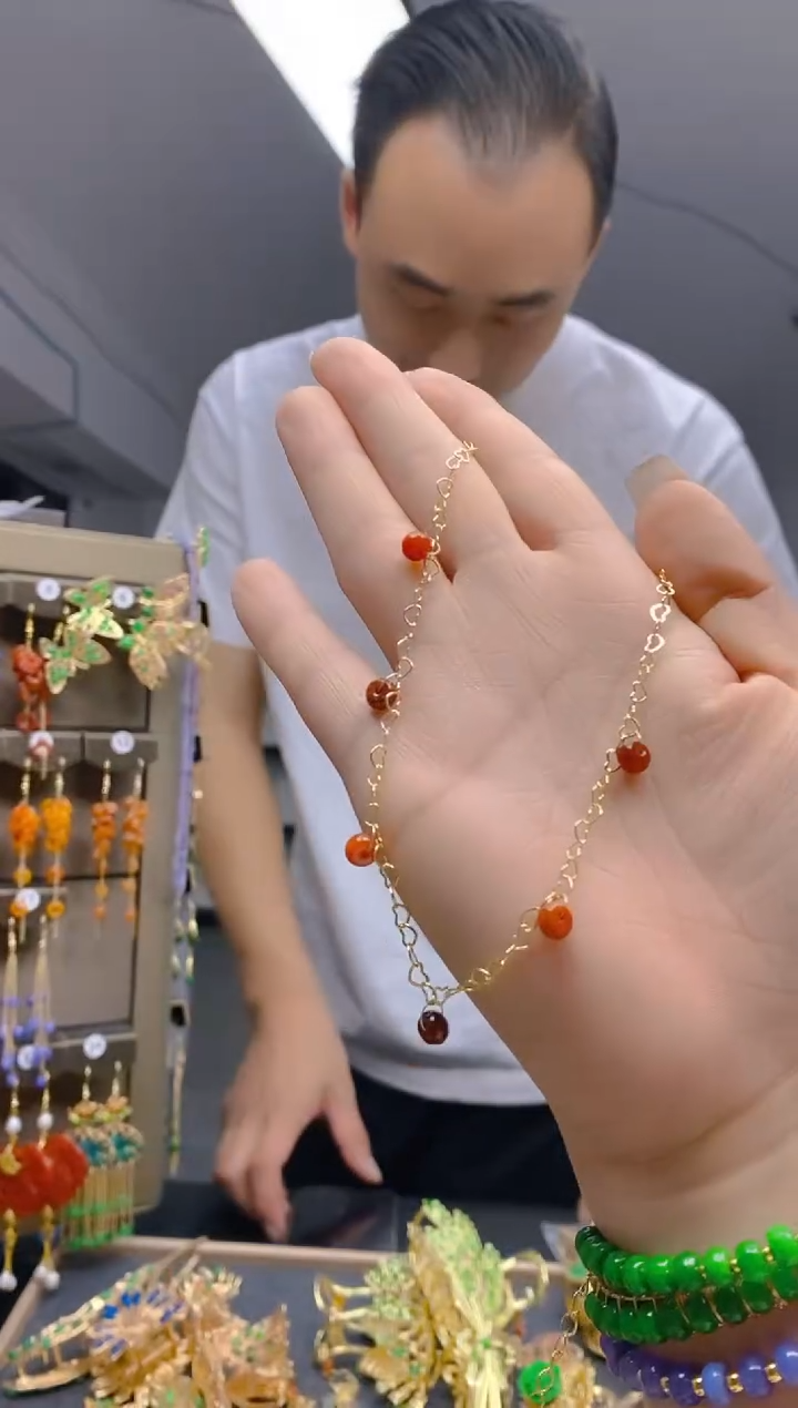 【闪购商品】翡翠耳饰合金213翡翠脚链