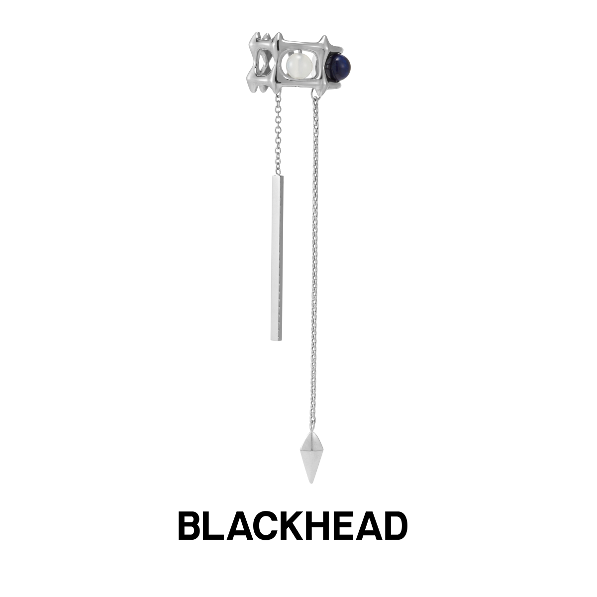 BLACK HEAD/黑头 钛钢合成锆石耳饰 叁色石蛇骨耳挂
