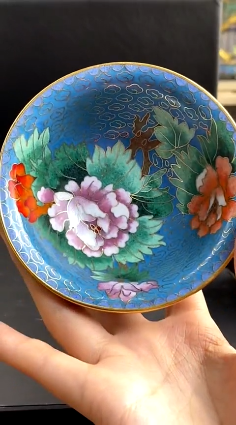 【闪购商品】非遗技艺 景泰蓝花卉碗浅蓝