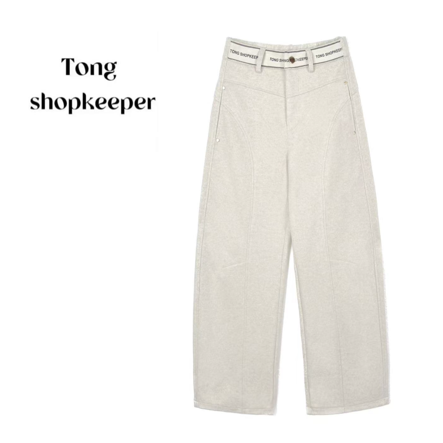 QJ/彤掌柜1683233 冬季26加绒老钱裤基础纯色腰头字母保暖休闲裤