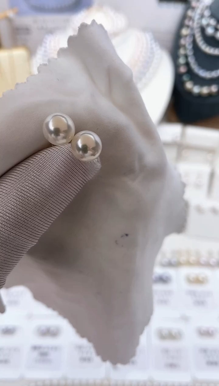 【闪购商品】海水珍珠耳饰18K金镶嵌特选福利7.5-8mm不退不换