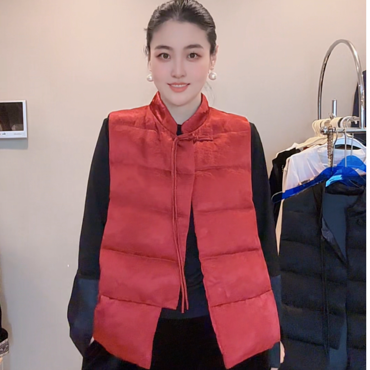 3645｛踏雪•寻梅｝新中式原创设计时尚百搭保暖秋冬新款马甲上衣