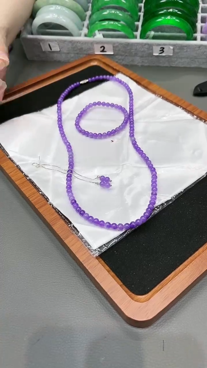 【闪购商品】砖雕s85 紫罗兰项链+项链+耳线 卡6mm