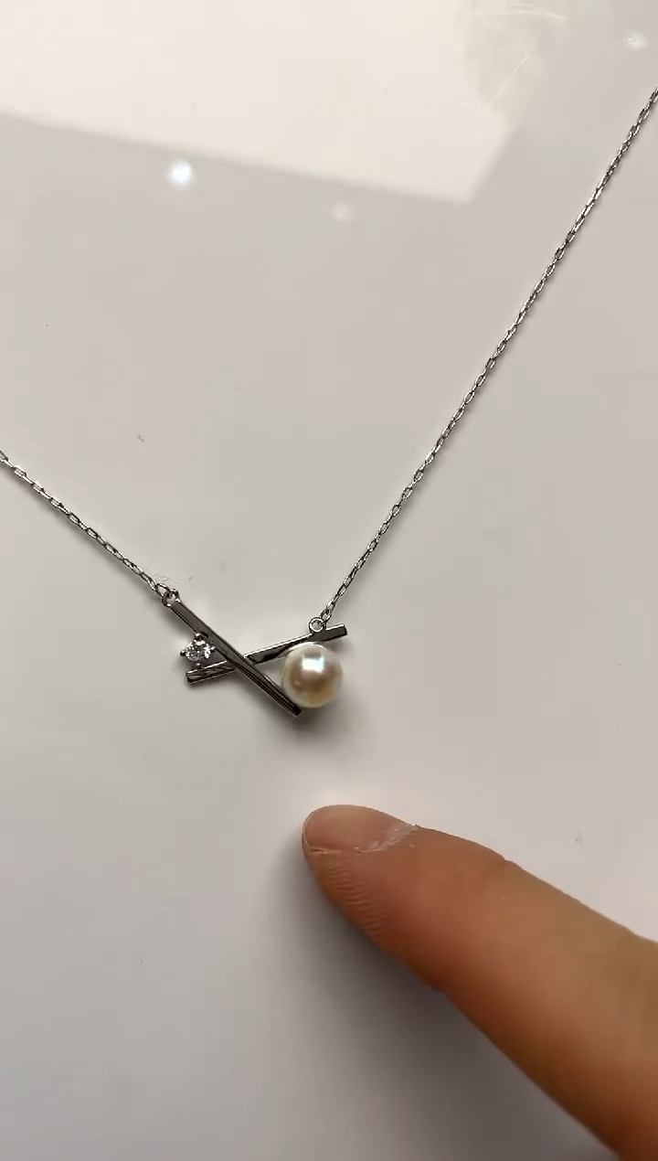 颈饰银S925镶嵌海水珍珠7-8