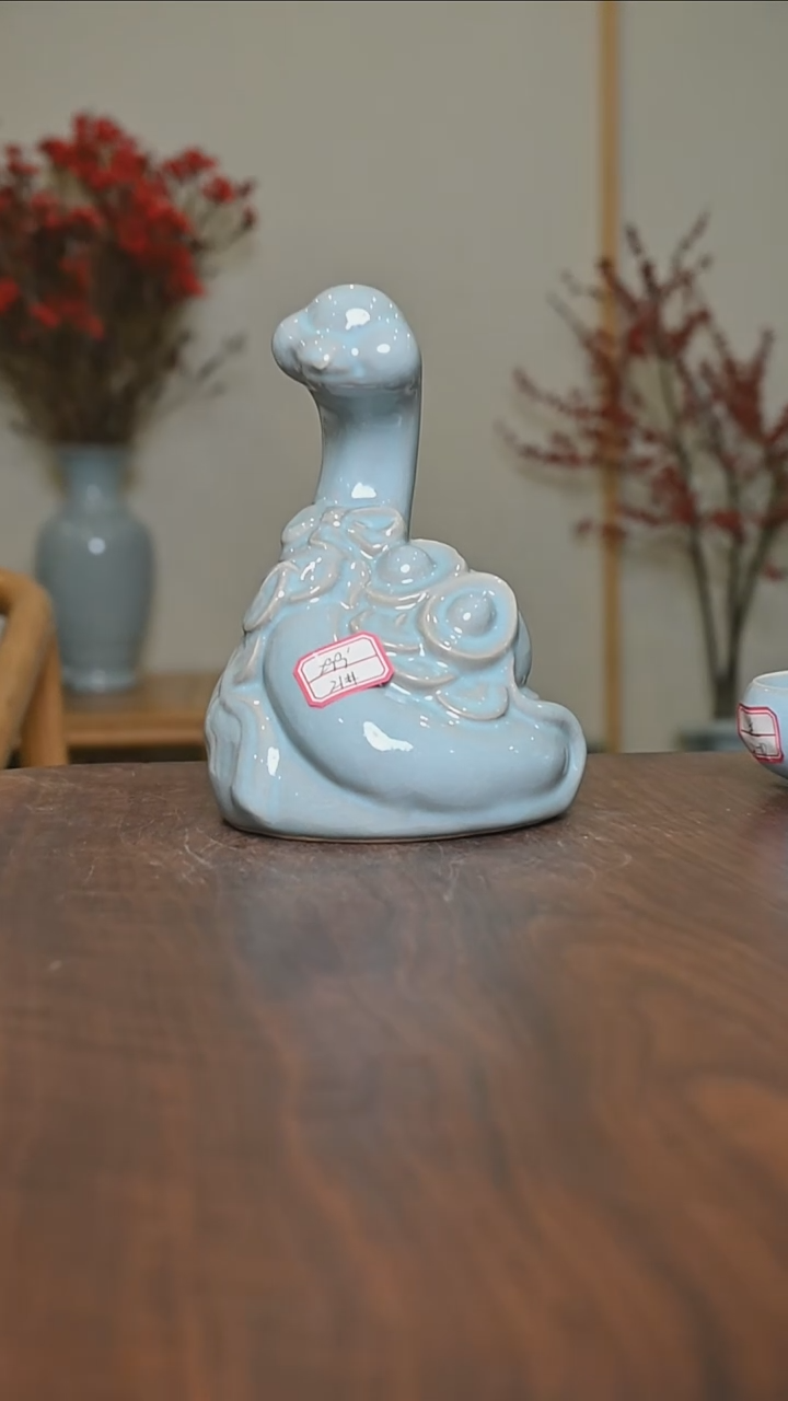 【闪购商品】其他#微瑕天青釉朱家汝窑款生肖蛇