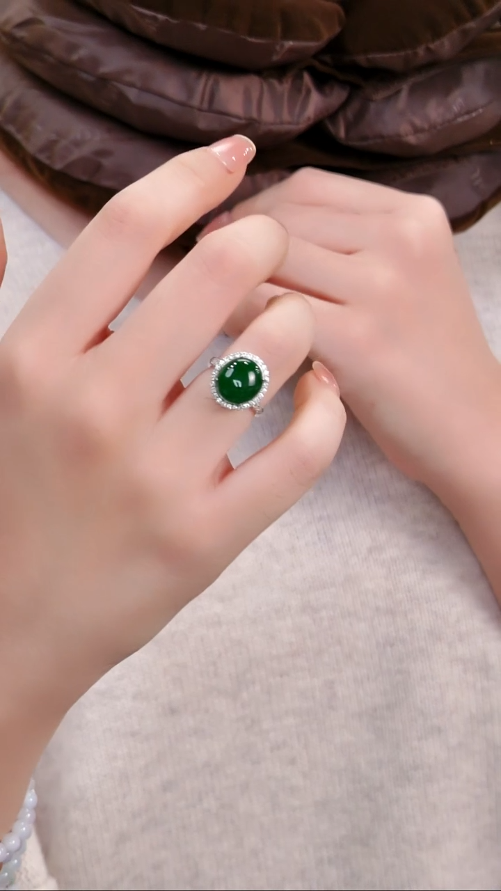 颈饰银S925镶嵌翡翠国风