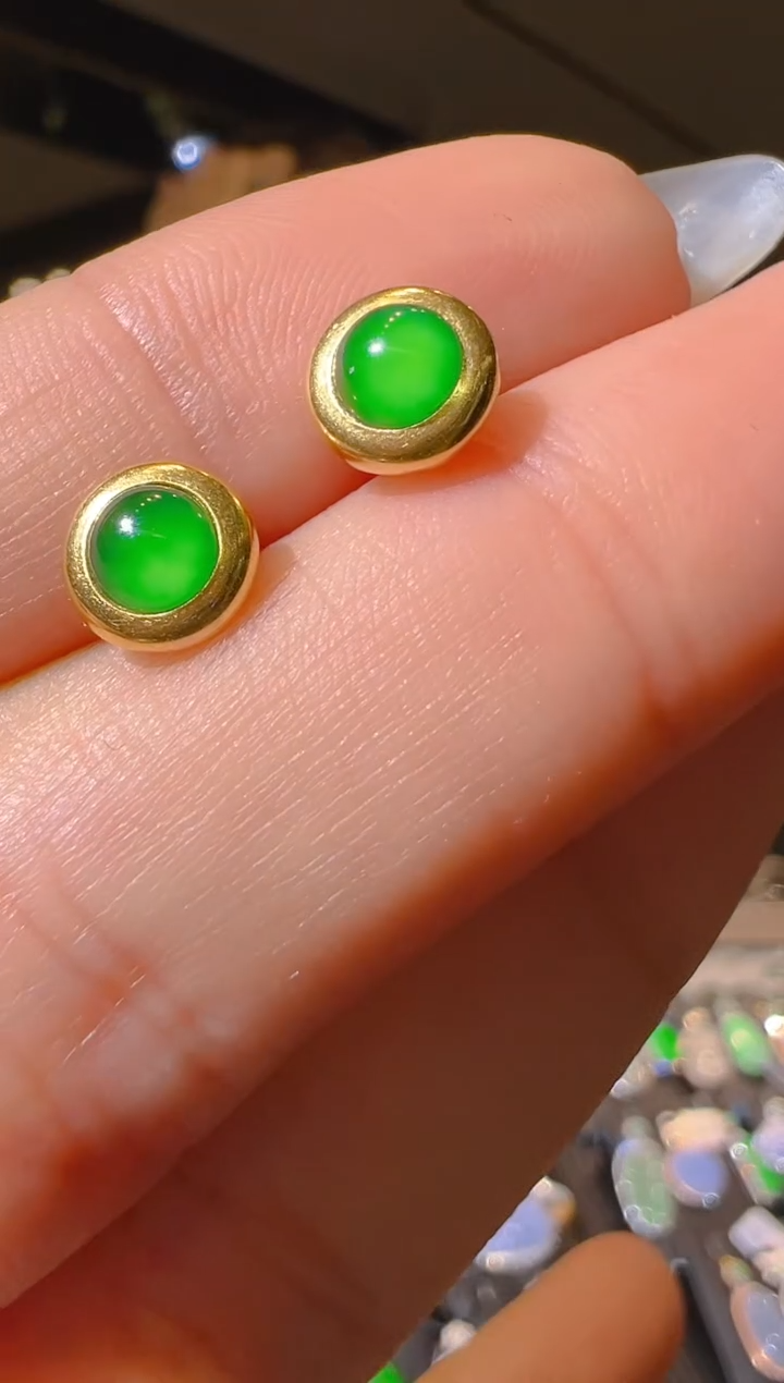 【闪购商品】翡翠耳饰18K金镶嵌050（多样性发货）