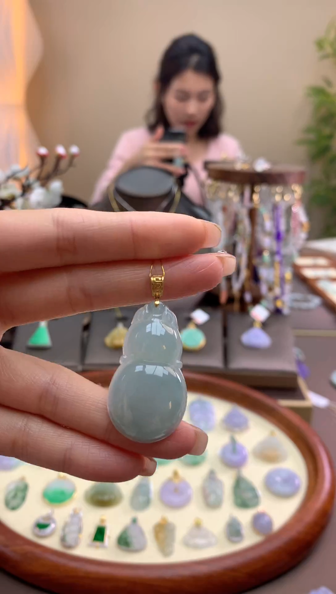 【闪购商品】翡翠颈饰18K金镶嵌葫芦