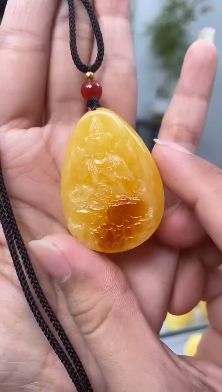 【闪购商品】琥珀裸石未镶嵌天然琥珀蜜蜡观音