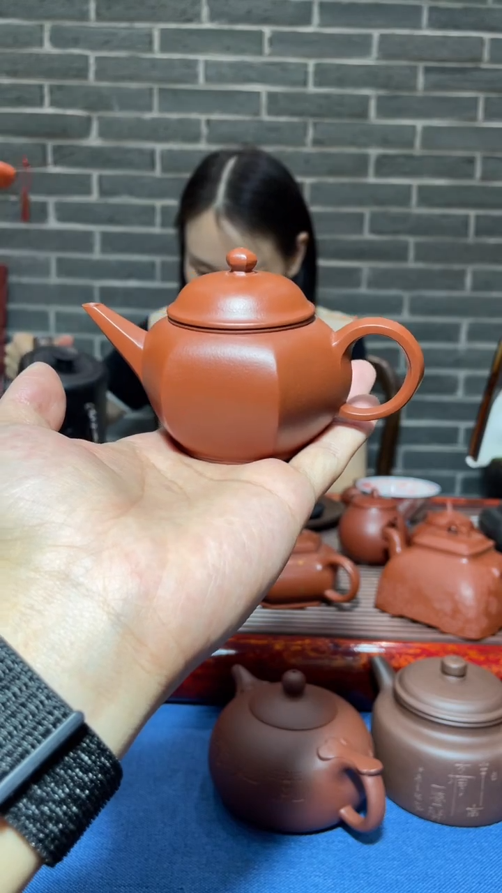 茶壶紫砂六方水平 大红袍 魏茸茸