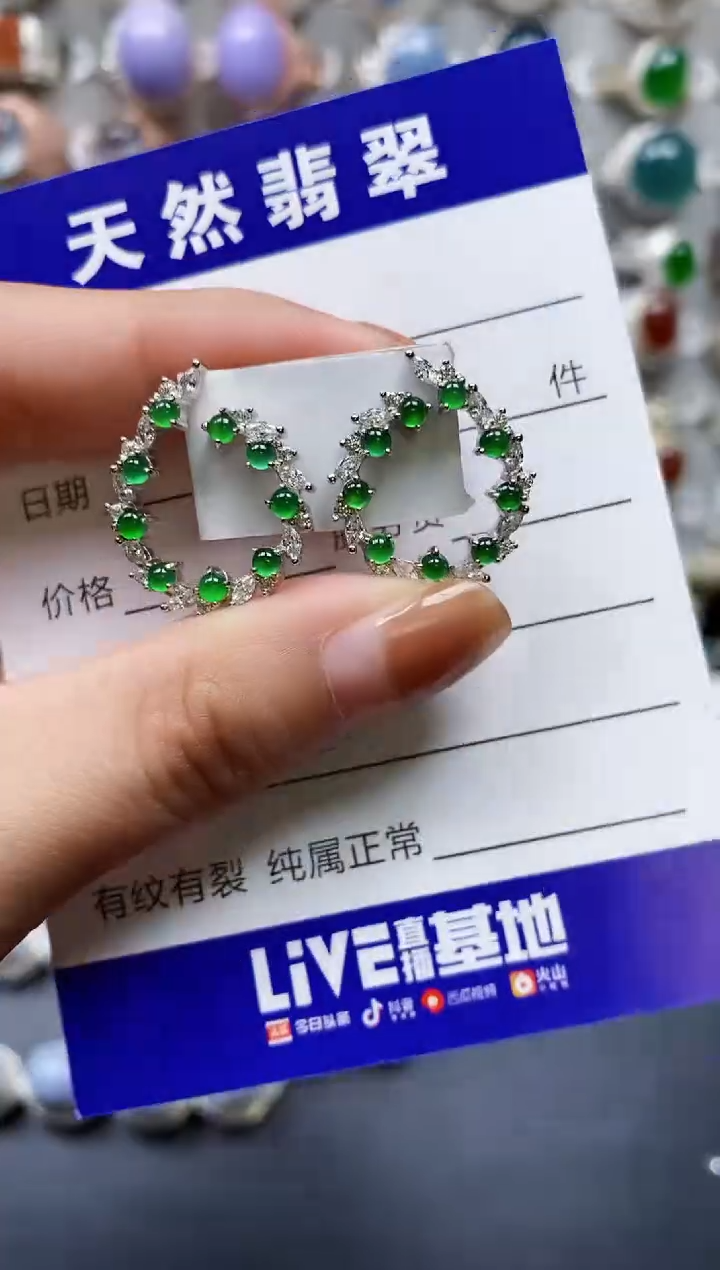 【闪购商品】翡翠耳饰银S925镶嵌0148