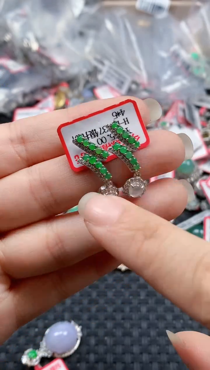 银S925镶嵌戒指翡翠天然A货缅甸翡翠