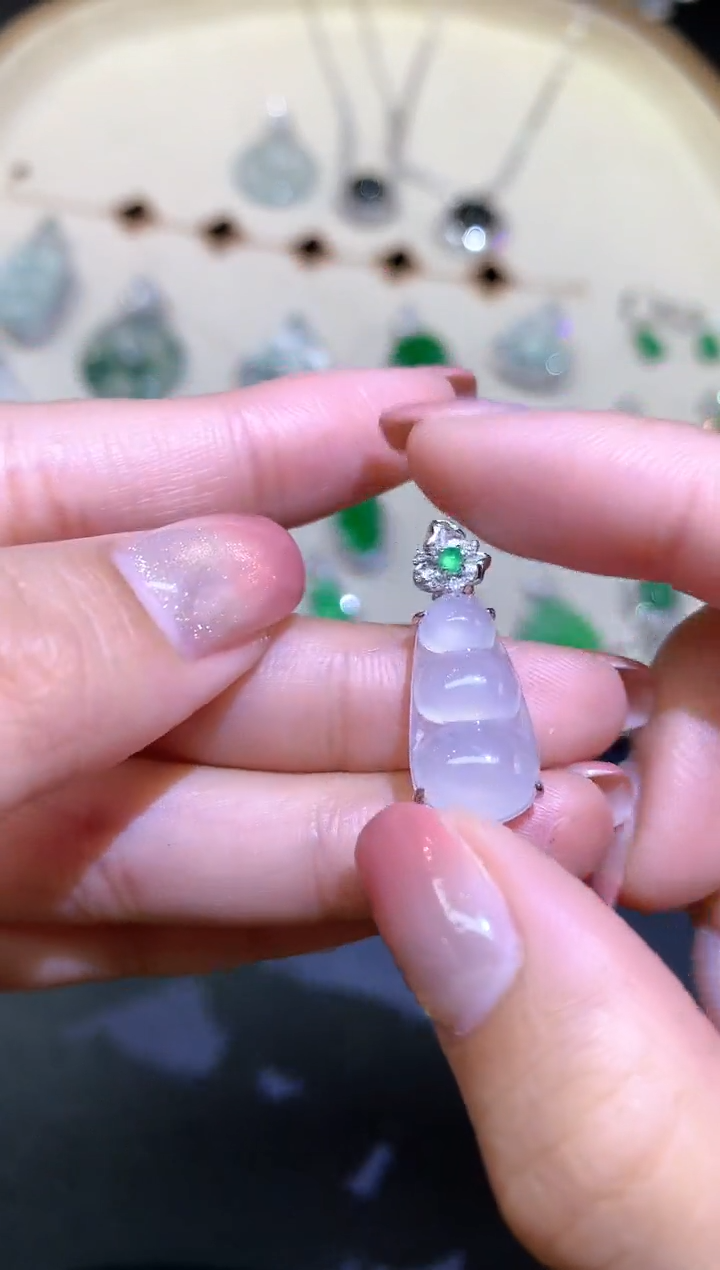 翡翠18K金镶嵌吊坠(不含链)吊坠A390|2800