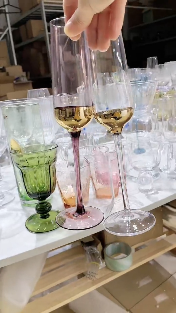 【闪购商品】水晶玻璃2只不同款香槟杯