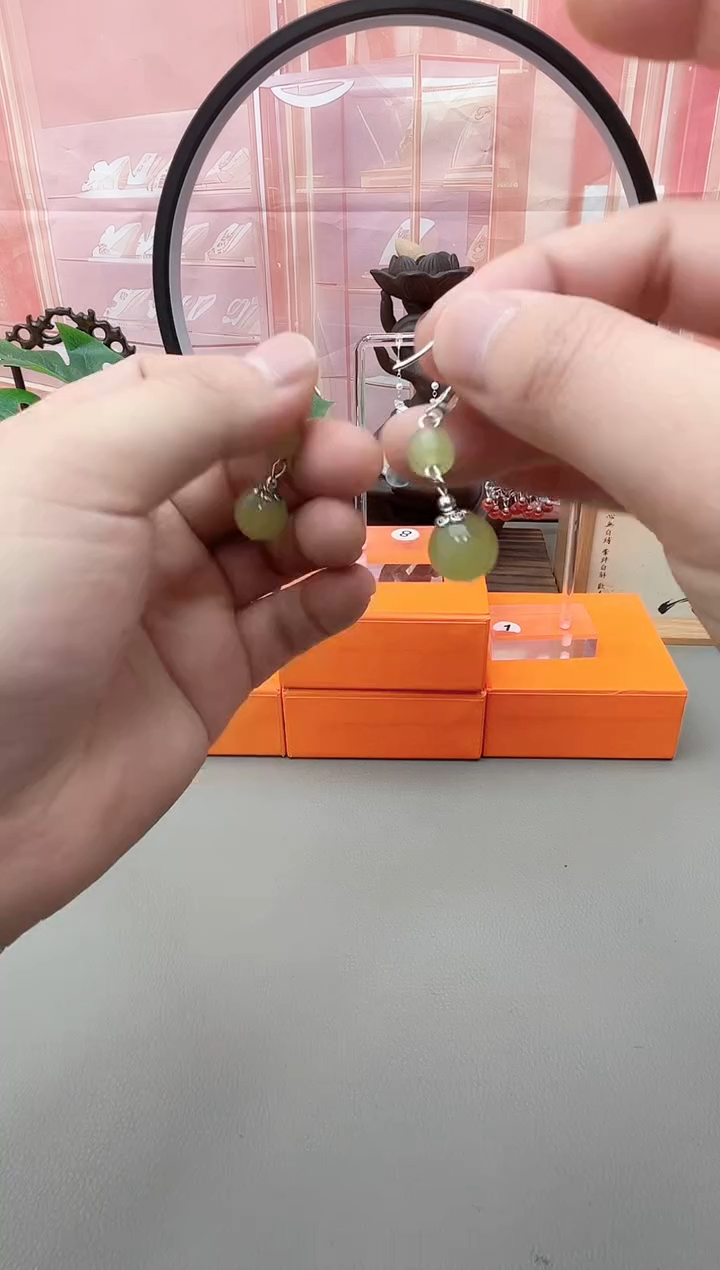 银S925镶嵌东陵石耳饰h406