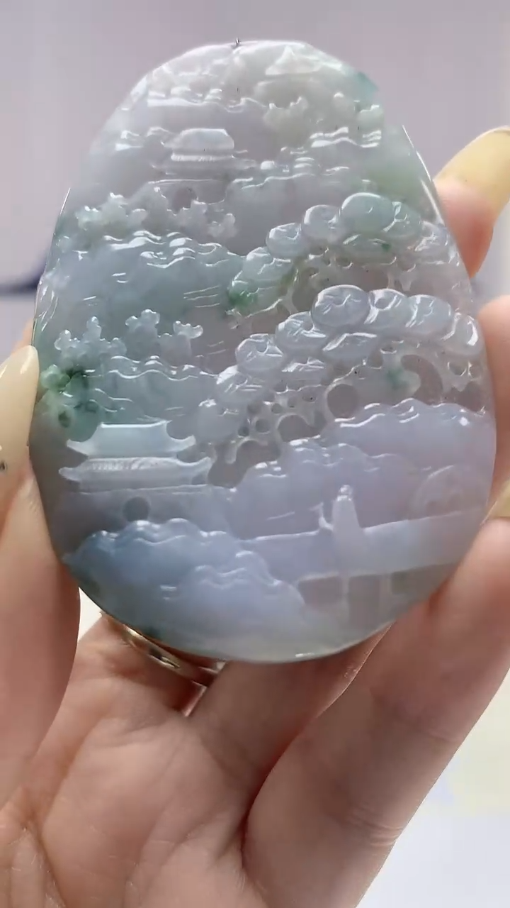 【闪购商品】定制翡翠未镶嵌0405DD-毛货挂件山水13