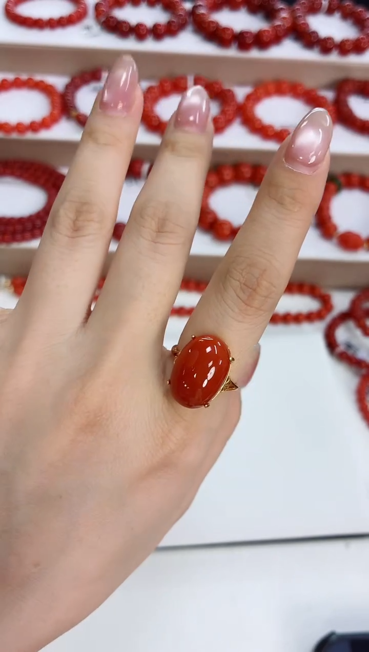 南红玛瑙戒指银S925镶嵌一个/条