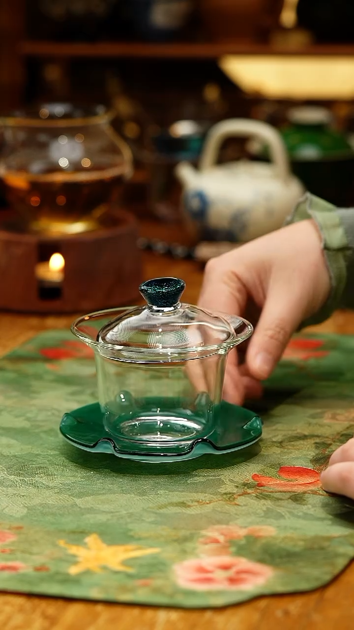 【闪购商品】禾器/绮彩禾荷盖碗/蓝玉