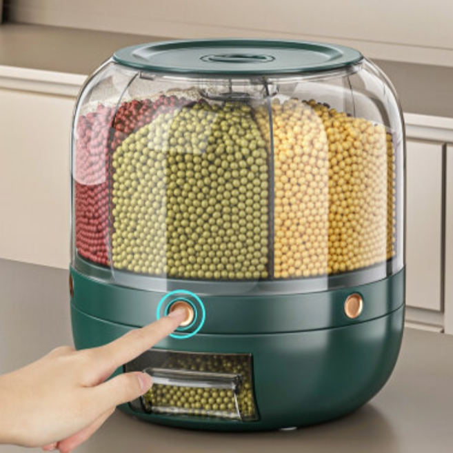 分格米桶旋转五谷杂粮装大米收纳盒家用防虫防潮密封放储米箱米缸