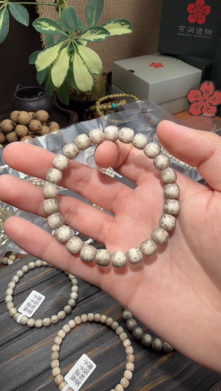 手串星月菩提星月菩提原生态9mm老型大留白针尖星单圈