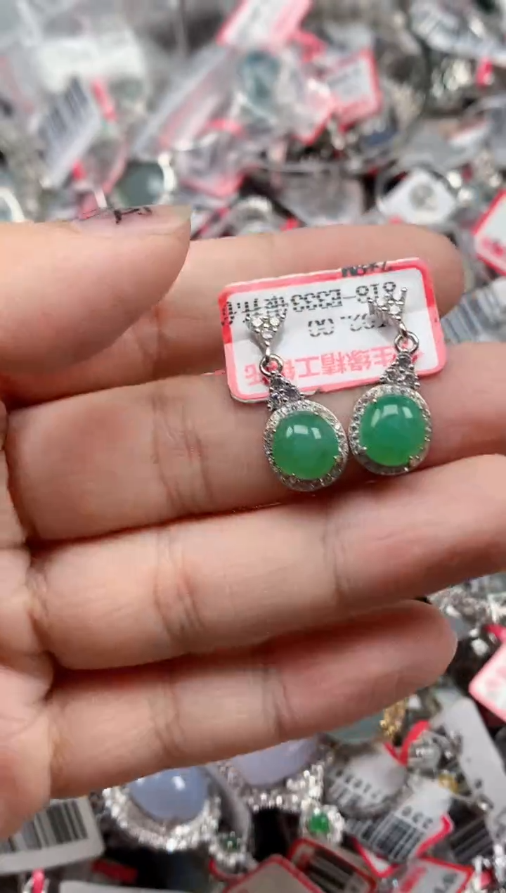 银S925镶嵌戒指翡翠天然A货缅甸翡翠
