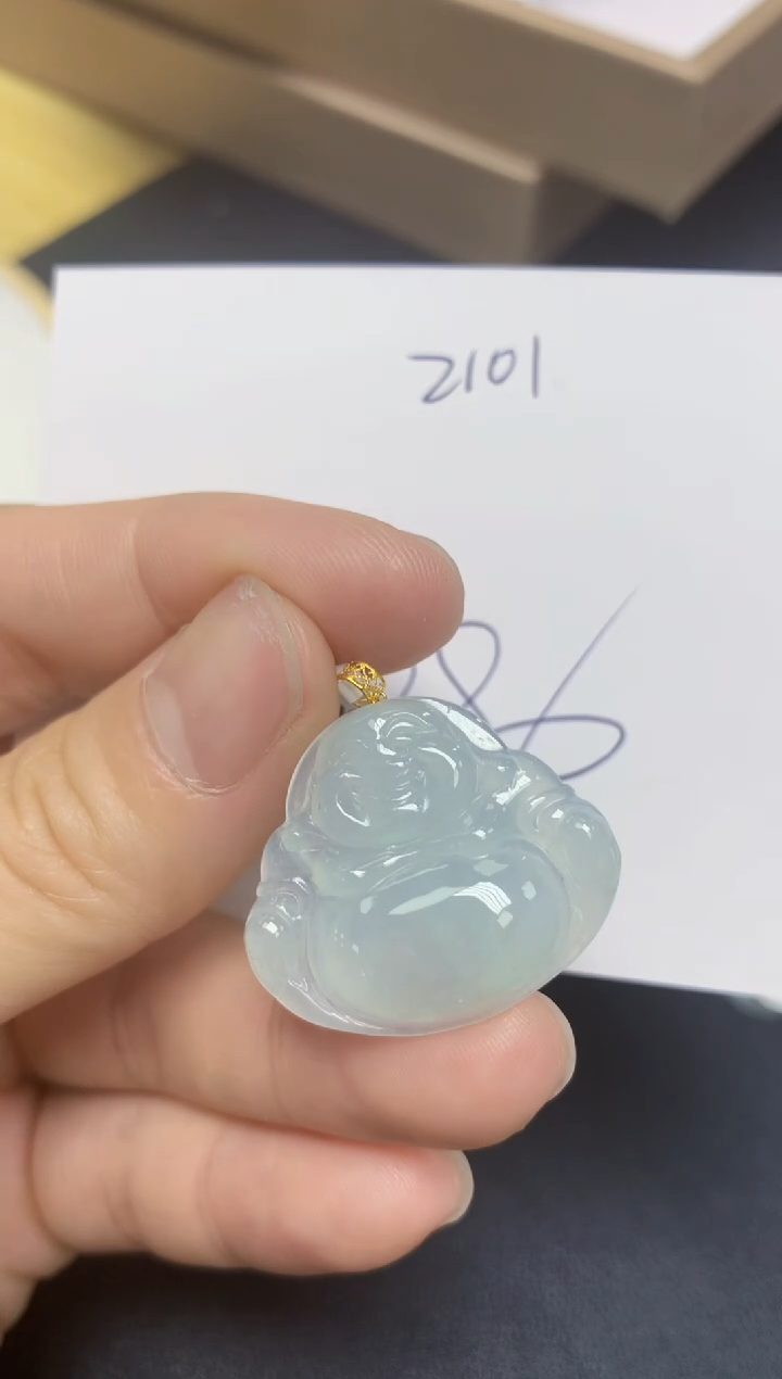 【闪购商品】翡翠18K金镶嵌挂件天然翡翠A货