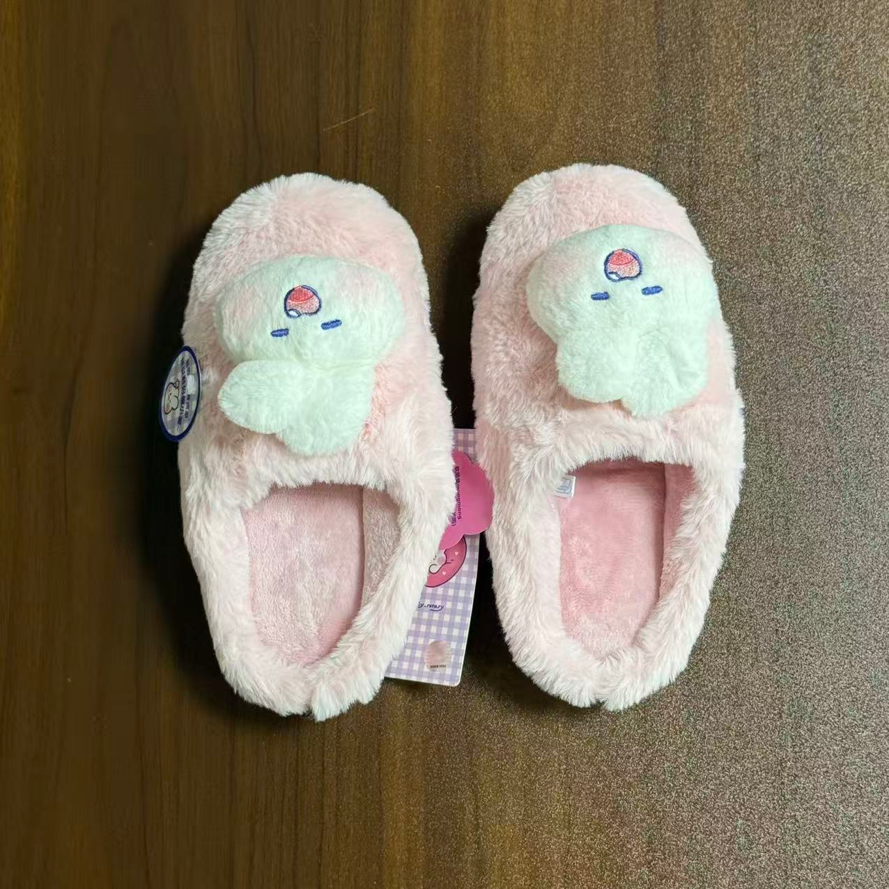 九木x软萌兔爱的应援立体兔耳朵毛绒拖鞋-38码