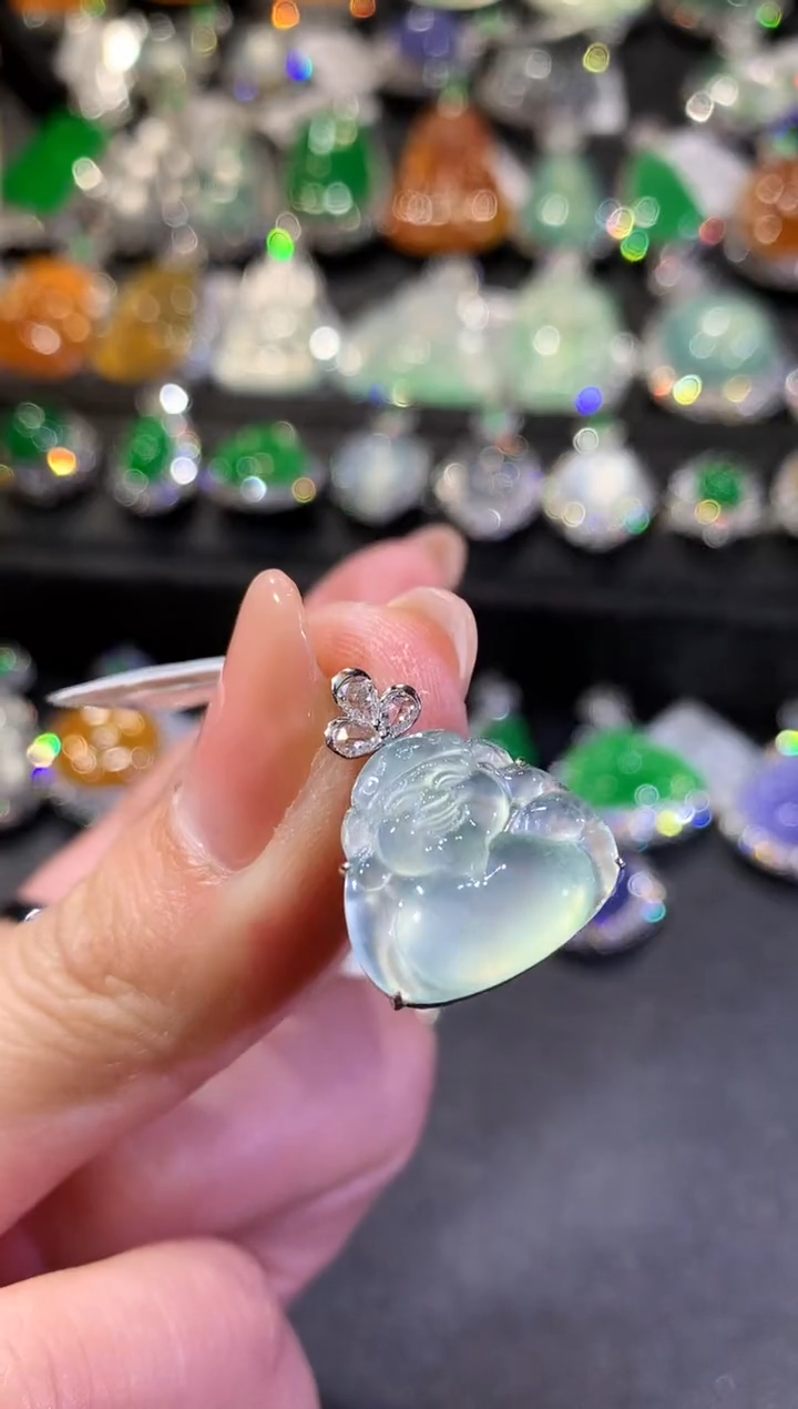 【闪购商品】翡翠吊坠(不含链)18K金镶嵌100-米爷