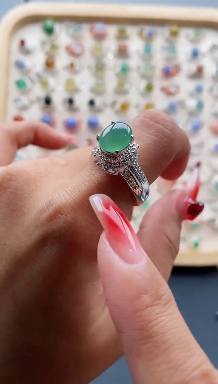 【闪购商品】翡翠戒指未镶嵌缅甸天然A货翡翠333 5+4